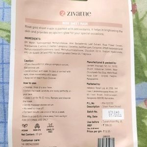 Zivame Sheet Mask Rose Saffron & Retinol Pack Of 3