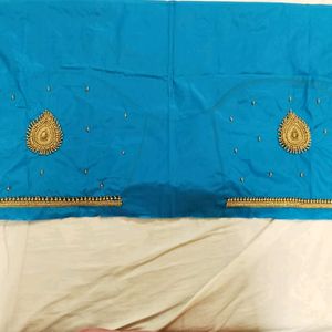 New Pattu Saree With Aari Work Blouse Without Falls