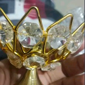 Combo Set Of 4 Crystal And Brass Akhand Jyot Diya
