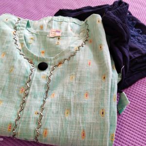 Blue Kurta Pant Set With Dupatta