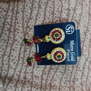 Red And Green Stone Earrings