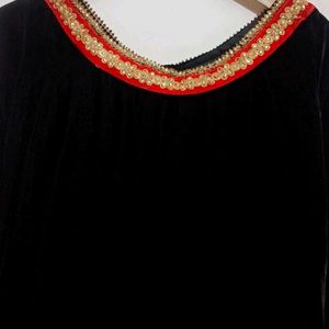 Black Velvet Party Wear Kurti For 34 Bust