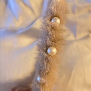 Beaded Pearl Aesthetic Fur Headband belt