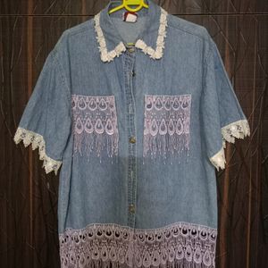 ( Free Ship.) Y2K/NAVRATRI Denim Shirt