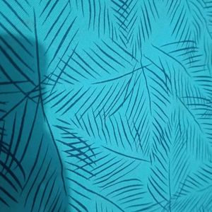 Cyan Blue Leaf Print Design Tshirt 👕