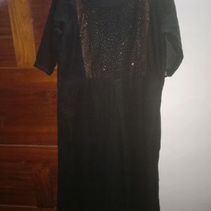 Beautiful Black Kurti With Golden Stone Work