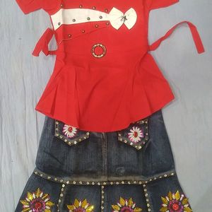 Jeans Top For Girls 5-7 Years