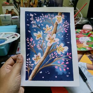 Aesthetic Floral Painting On A5 Sheet