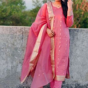 Organza Kurta Pants And Dupatta