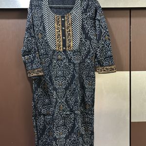 Black Foil Print Kurta