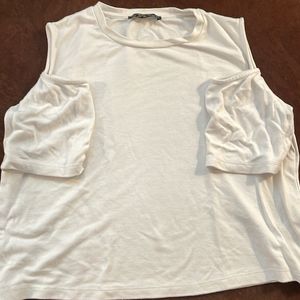 Cut Shoulder White Crop Top