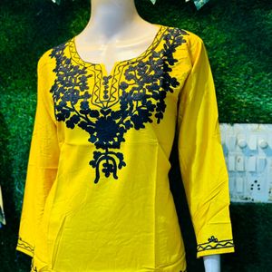 Cute Embroidery Short Kurtis