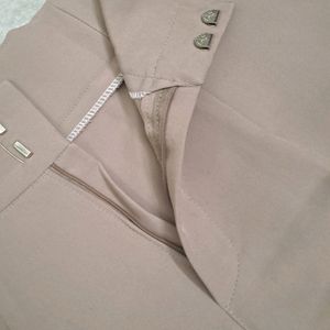 Beige Formal Trousers