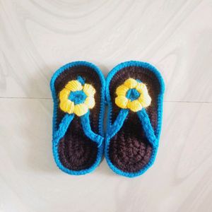 Hand Knitted Chappal For Baby Girls