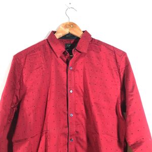 Dark Red Printed Casual Shirt (Men's)