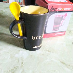 Big Coffee Mug With Spoon New