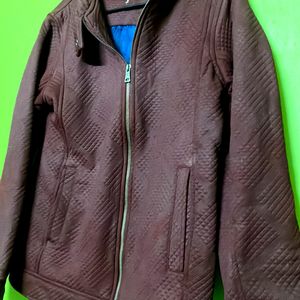 Cherry Color Leather Jacket For Ladies