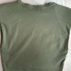 28 Zara Olive Padded Cut Sleeves Top