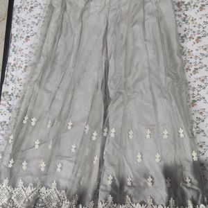 Grey Shining Kurta Plazoo Set