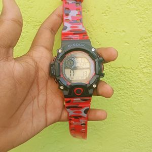 Red Colour Military Design Digital Watch.