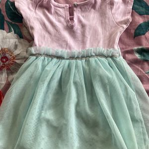 Cute Pink And Sky Blue Combination Frock