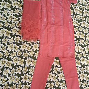 Ruffled Duppatta Kurta Pant Set