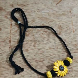 Brand New Clay Flower Necklace And Dangler Earring