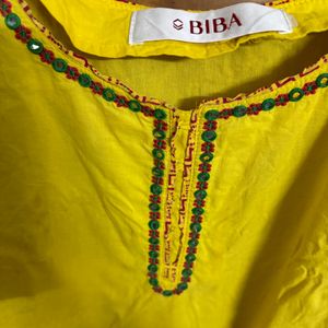 Kurta Ethnic Yellow Top Biba Women