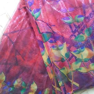 New Unused Red Saree & Green Flowal Sare