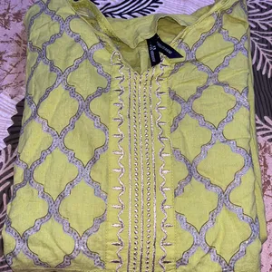 Lime Green #Kurta In Yoke Design