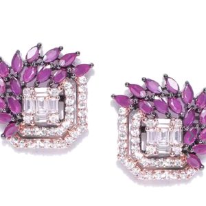 Rose Gold plated American Diamond- Studded Studs