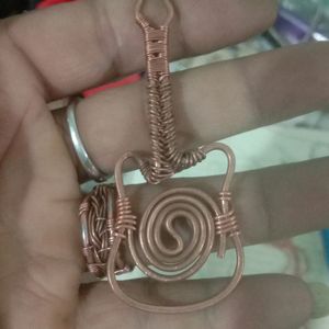 Trikonian Design Guitar Keychain Copper Handmade