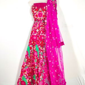 Pink Embroidery Lehenga Choli (Women's)