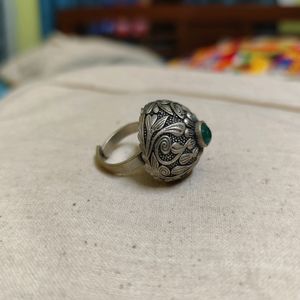 Silver Replica Statement Ring With Chitai Carving