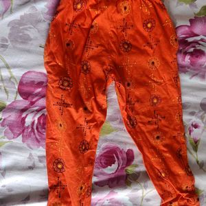 Orange Pants With Flower Print