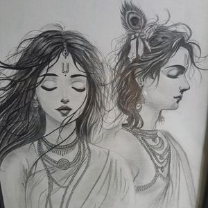 radhe krishna beautiful sketch