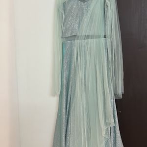 Designer Net Embroidered Flared Partywear Gown