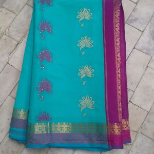 Saree With Designer Stiched Blouse