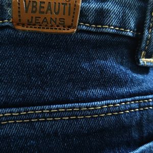 Bright Dark Blue Denim Cargo Jeans