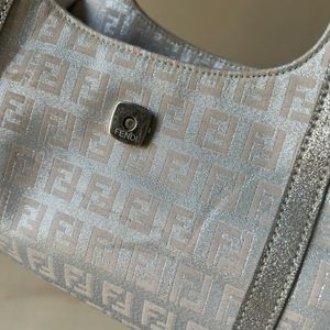 Vintage Fendi Metallic Canvas And Leather Bag