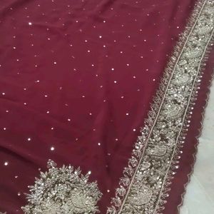 Maroon Colour Zardozi Saree ✨🔥