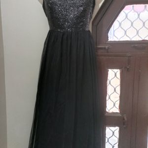 Black Sequice Net Ethnic Gown