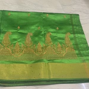 Beautiful Parrot Green Saree