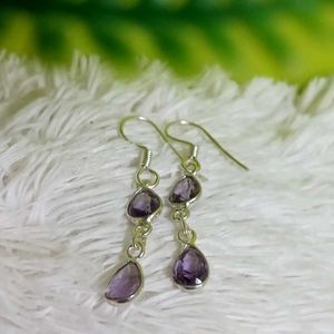 Pure Sterling Silver With Amethyst Dangle