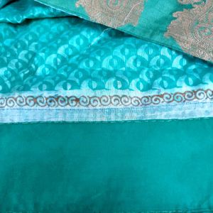 Sea Green saree With Border