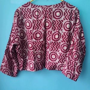 Women's Maroon Full Sleeved Ethnic Koti