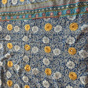 Pure Goergette Kantha And Embroidery Work Saree