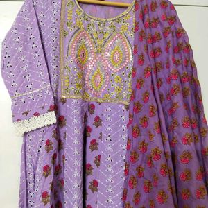 NewUnused Purecotton Schiffli Heavy Anarkali Suit