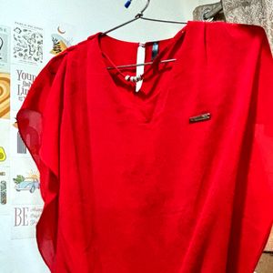 Red Casual/party Wear Ballon Top