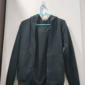 Plain Black Jacket With Hoodie